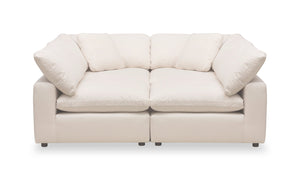 Eclipse Modular 4-Piece Linen-Look Fabric Pit Sofa Sectional with Reversible Feather Down Cushions - Linen White