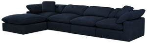 Eclipse 5-Piece Linen-Look Fabric Modular Sectional with Ottoman - Navy