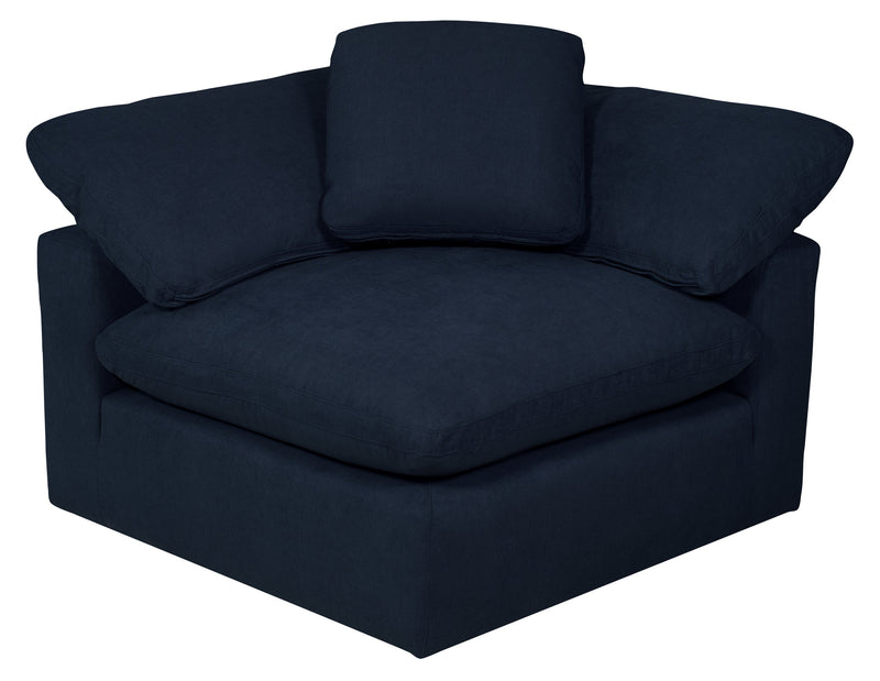Eclipse Modular 4-Piece Linen-Look Fabric Pit Sofa Sectional with Reversible Feather Down Cushions - Navy Blue