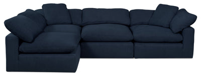 Eclipse 4-Piece Linen-Look Fabric Modular Sectional - Navy 