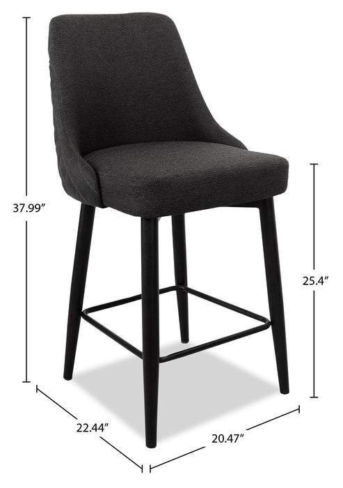 Eden Counter-Height Stool with Linen-Look Fabric, 25\"H, Metal - Charcoal