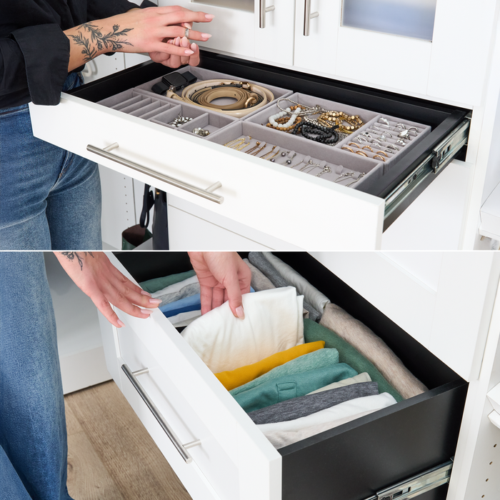 Bestar Florence 35\" Modular Reach-In/Walk-In Closet System with LED Light and Storage - White