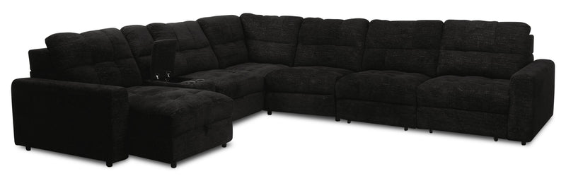 Scott Living Elevate Modular 7-Piece Left-Facing Chenille Fabric Power Sliding Sectional with Storage - Ebony