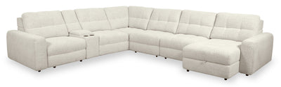 Scott Living Elevate Modular 7-Piece Right-Facing Chenille Fabric Power Sliding Sectional with Storage - Beige | Sofa sectionnel modulaire à coulissement électrique de droite Elevate de Scott Living 7 pièces en tissu de chenille avec rangement - beige