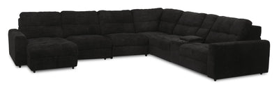 Scott Living Elevate Modular 7-Piece Left-Facing Chenille Fabric Power Reclining and Sliding Sectional - Ebony | Sofa sectionnel modulaire à coulissement et inclinaison électriques de gauche Elevate de Scott Living 7 pièces en tissu de chenille - Ebony