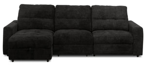 Scott Living Elevate Modular 3-Piece Left-Facing Chenille Fabric Power Sliding Sectional - Ebony