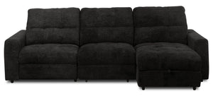 Scott Living Elevate Modular 3-Piece Right-Facing Chenille Fabric Power Sliding Sectional - Ebony
