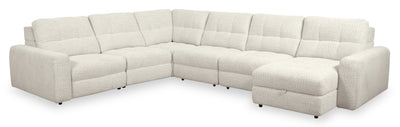 Scott Living Elevate Modular 6-Piece Right-Facing Chenille Fabric Power Reclining and Sliding Sectional - Beige | Sofa sectionnel modulaire à coulissement et inclinaison électriques de droite Elevate de Scott Living 6 pièces en tissu de chenille - beige