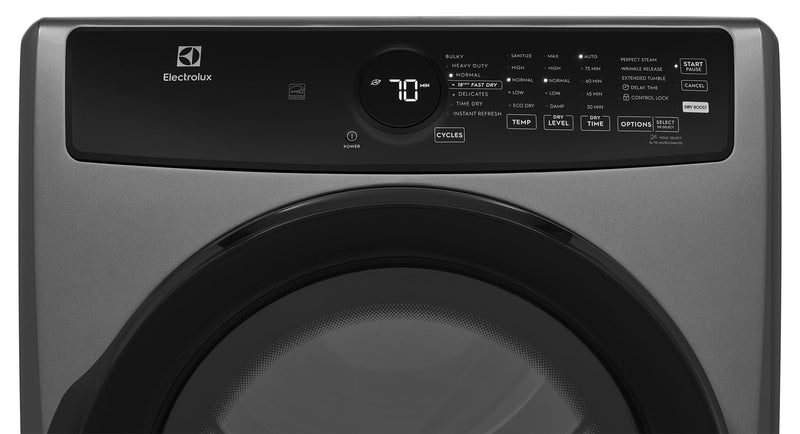 Electrolux 8 Cu. Ft. Gas Dryer with Steam – Titanium – Stackable - ELFG7437AT