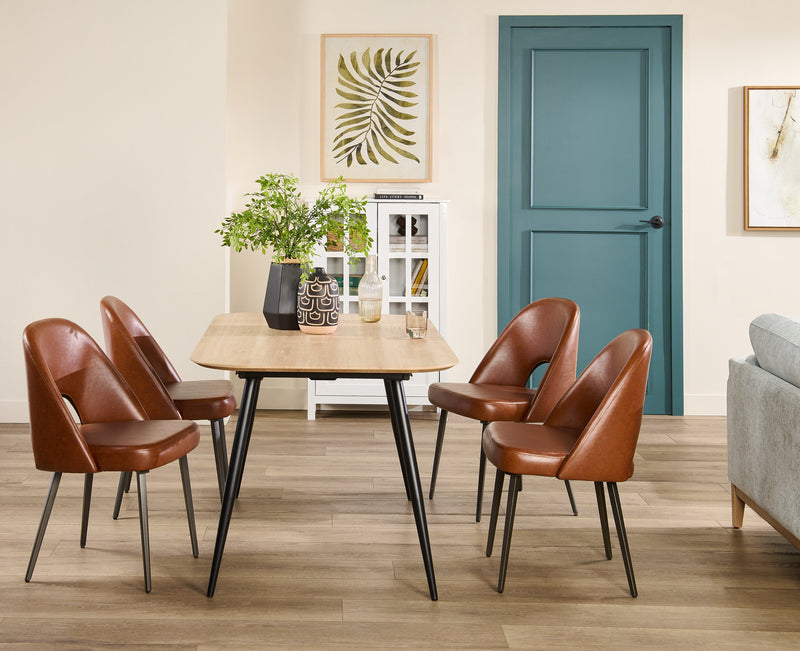 Joss Dining Table with 65-83\"W Butterfly Extension, Metal - Natural
