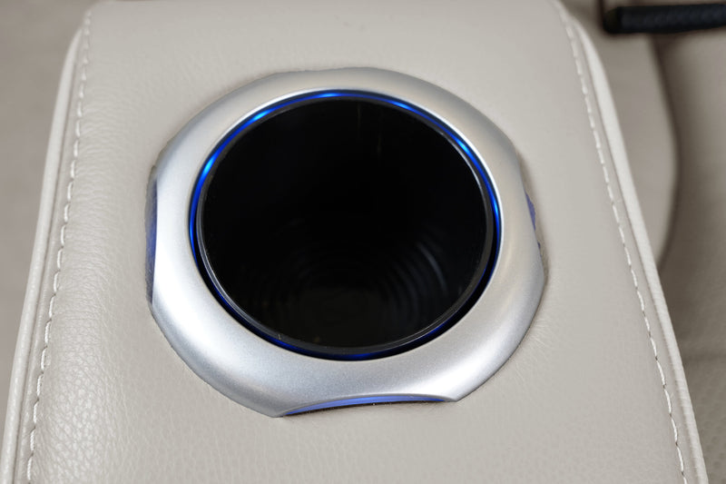 Elite 74\" Genuine Leather Massage Power Reclining Loveseat with Immersive Audio and Power Headrests - Putty