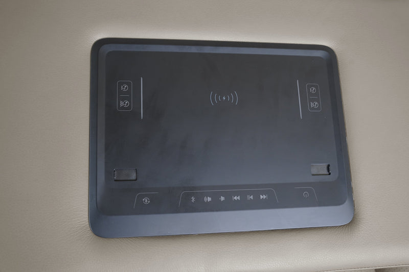 Elite 86\" Genuine Leather Massage Power Reclining Sofa with Immersive Audio and Power Headrests - Putty