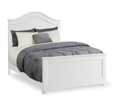 Ella Panel Bed with Headboard & Frame, Chevron Pattern, White - Full Size | Lit à panneaux Ella avec tête de lit, cadre et motif de chevrons, blanc - format lit double