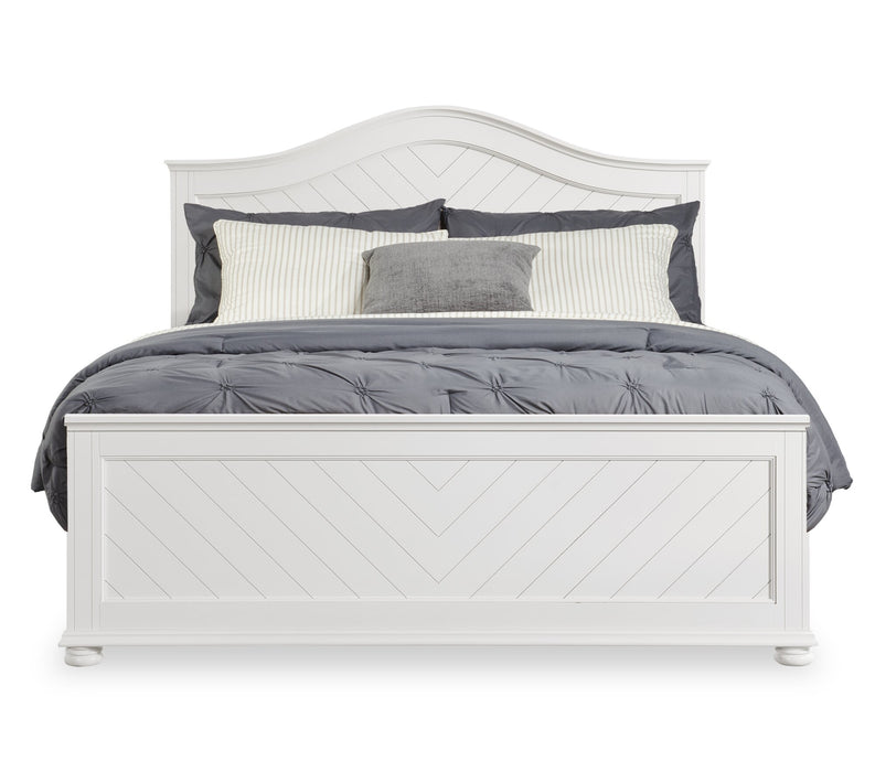 Ella 5pc Bedroom Set with Panel Bed, Dresser & Mirror, White  - King Size