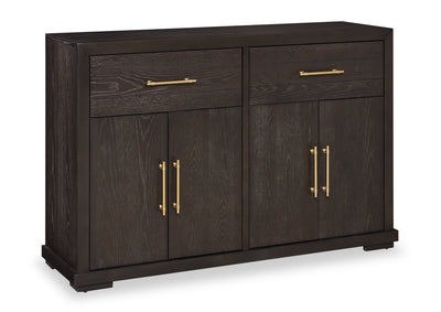 Emery Dining Server with Drawers, Storage & Built-In Wine Racks, 60"W - Black | Desserte de salle à manger Emery de 60 po (L) avec tiroirs, rangement et supports à vin intégrés - noire
