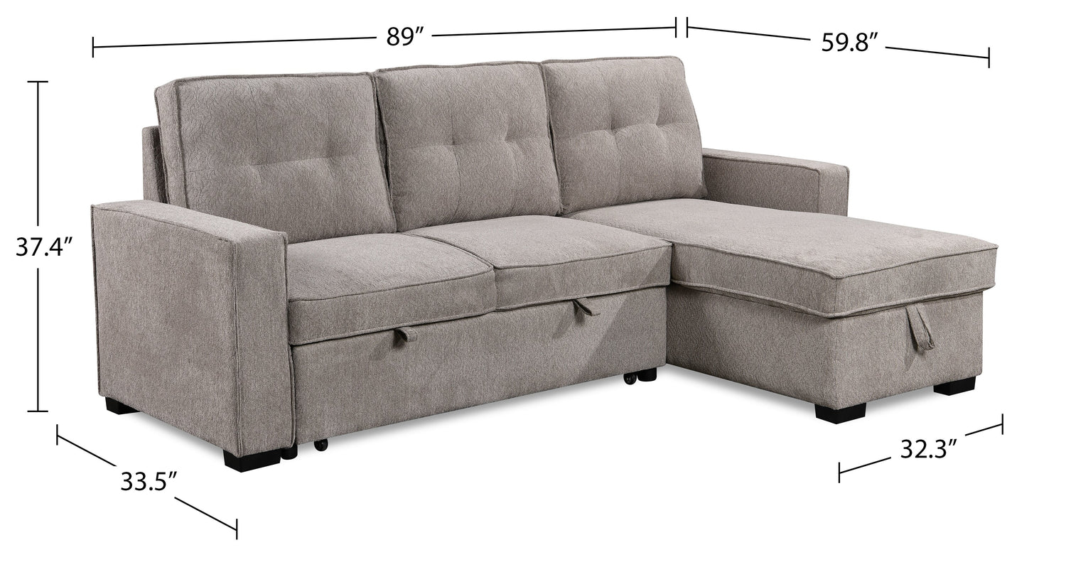 Made in Canada Emery 2 Piece Chenille Fabric Sleeper Sectional with. The Brick