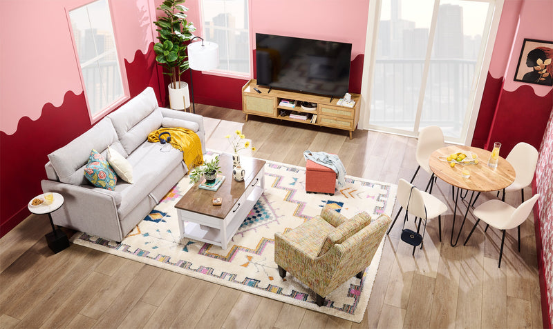 Emme 72\" Modern TV Stand with Storage and Cable Management for TVs up to 80\"- Light Brown