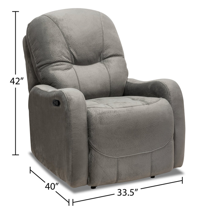 Made in Canada Everett 33.5\" Fabric Reclining Chair - Grey