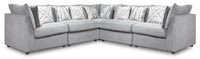 Scott Living Evolve Modular 5-Piece Linen-Look Fabric Sectional with Feather Down Cushions - Grey 