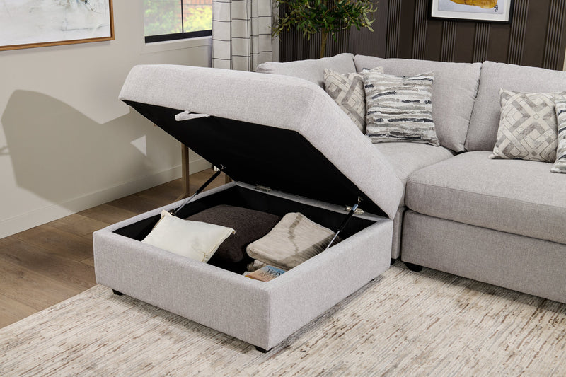 Scott Living Evolve Modular 4-Piece Linen-Look Fabric Sectional with Ottoman and Feather Down Cushions - Grey