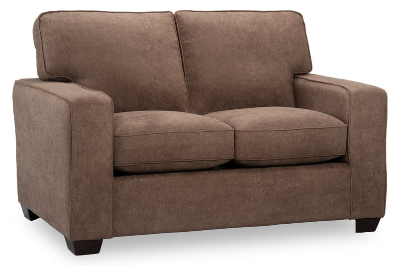 Made in Canada Fiona 58\" Chenille Fabric Loveseat with Track Arms - Mocha Brown