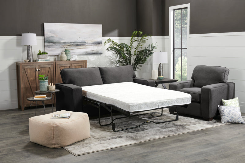 Made in Canada Fiona 58\" Chenille Fabric Twin-Size Sofa Bed with Track Arms - Grey