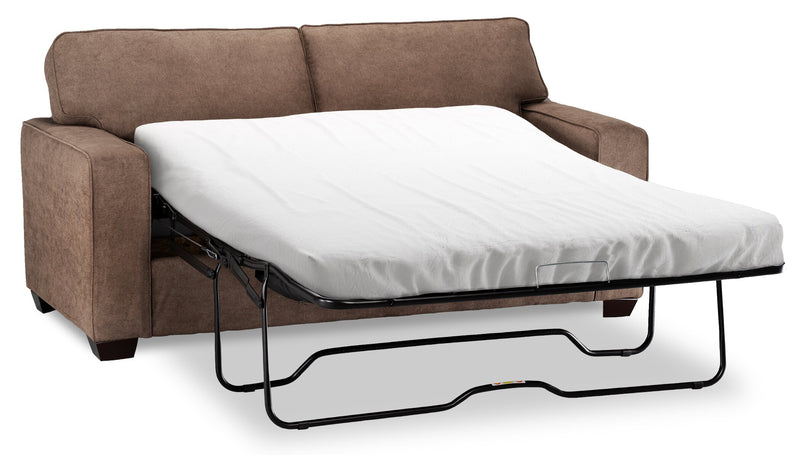 Made in Canada Fiona 74\" Chenille Fabric Full-Size Sofa Bed with Track Arms - Mocha Brown