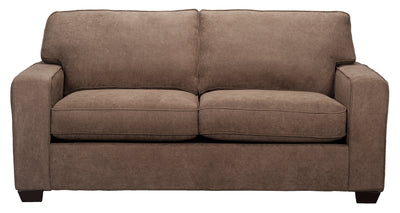 Made in Canada Fiona 74" Chenille Fabric Full-Size Sofa Bed with Track Arms - Mocha Brown | Sofa-lit double Fiona de 74 po fabriqué au Canada en tissu de chenille avec accoudoirs rectilignes - brun moka