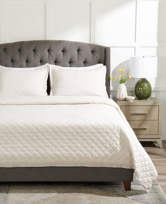 Flaxseed Cove 3-Piece King Quilt Set - Natural Linen