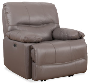 Franco Genuine Leather Power Recliner - Grey 