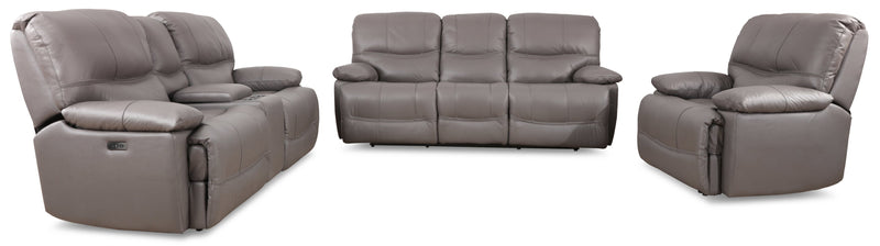 Franco 42.5\" Genuine Leather Zero Gravity Power Reclining Chair with USB Port - Grey