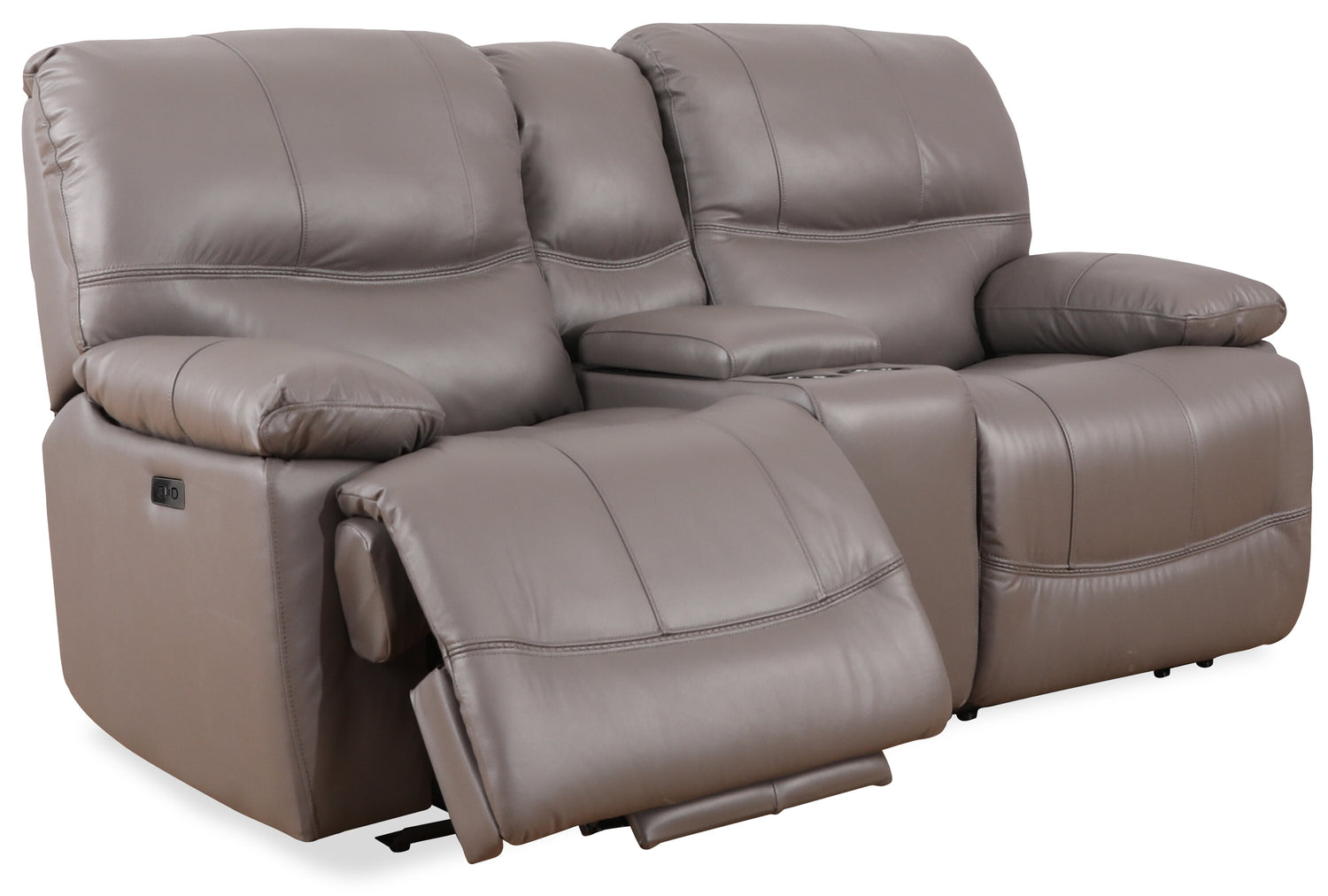 Grey leather reclining loveseat best sale