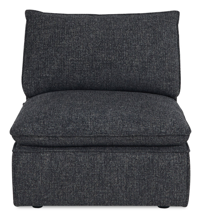 Fusion Modular 4-Piece Charcoal Grey Chenille Fabric Sectional with Feather Down Cushions and Ottoman