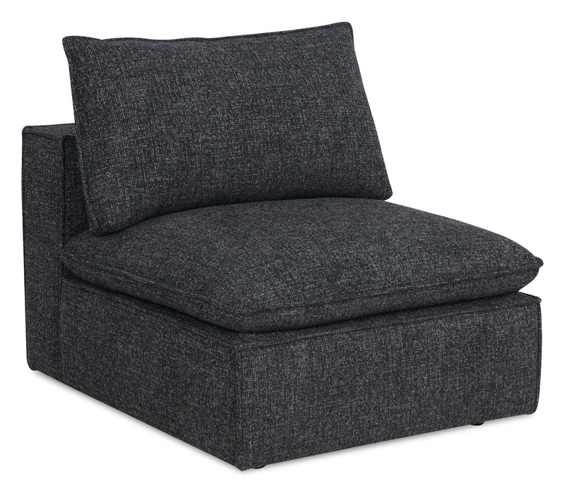 Fusion Modular 4-Piece Charcoal Grey Chenille Fabric Sectional with Feather Down Cushions and Ottoman