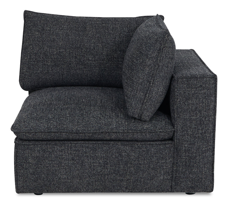 Fusion Modular 4-Piece Charcoal Grey Chenille Fabric Sectional with Feather Down Cushions and Ottoman