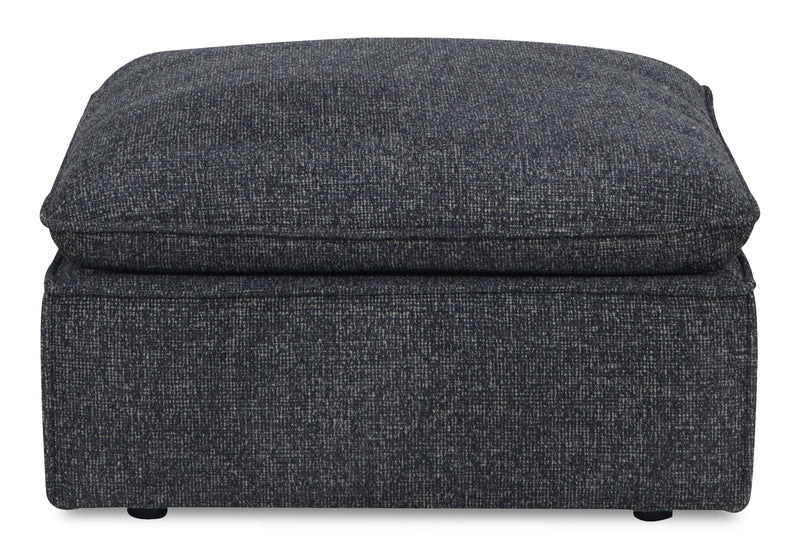 Fusion Modular 4-Piece Charcoal Grey Chenille Fabric Sectional with Feather Down Cushions and Ottoman