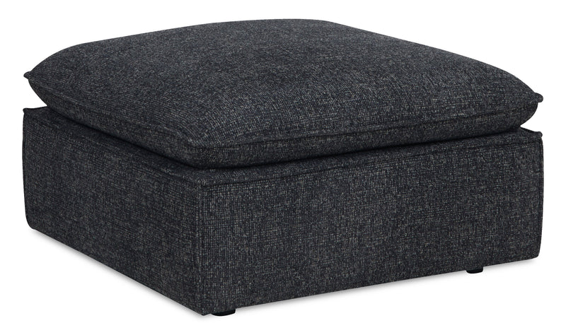 Fusion Modular 4-Piece Charcoal Grey Chenille Fabric Sectional with Feather Down Cushions and Ottoman