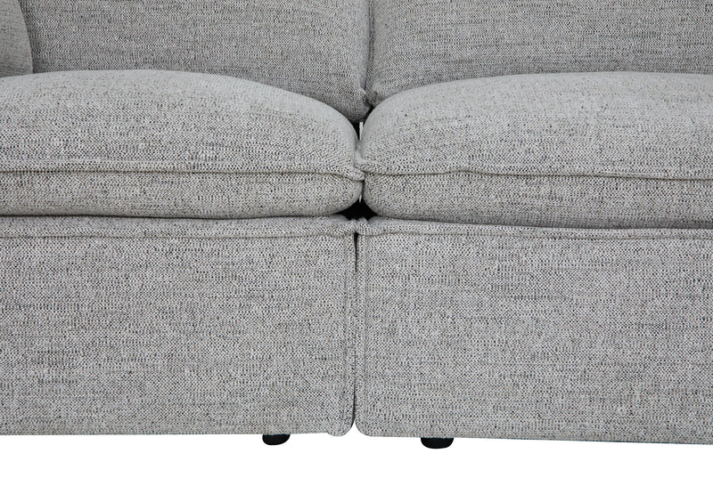 Fusion Modular 4-Piece Silver Grey Chenille Fabric Sectional with Feather Down Cushions and Ottoman