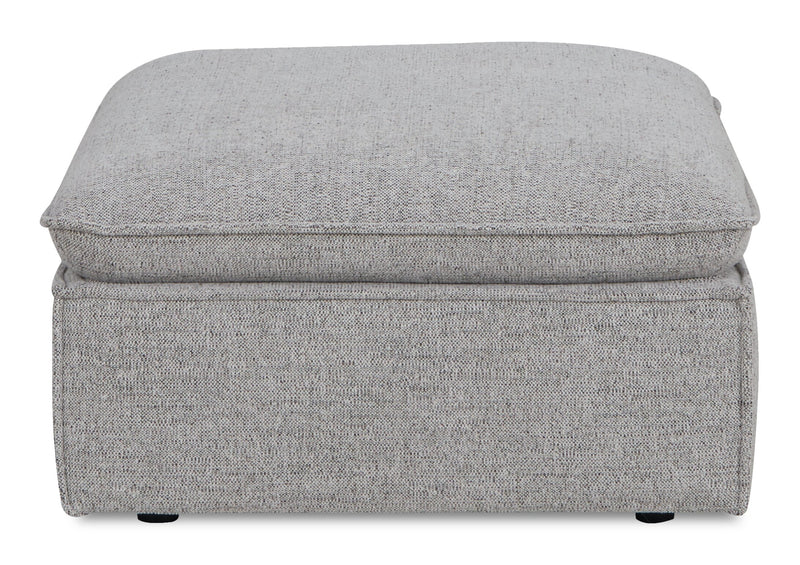 Fusion Modular 4-Piece Silver Grey Chenille Fabric Sectional with Feather Down Cushions and Ottoman