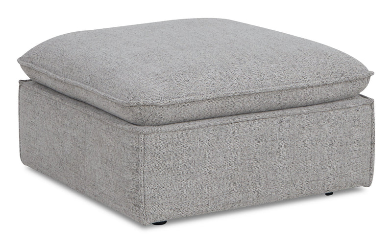 Fusion Modular 4-Piece Silver Grey Chenille Fabric Sectional with Feather Down Cushions and Ottoman