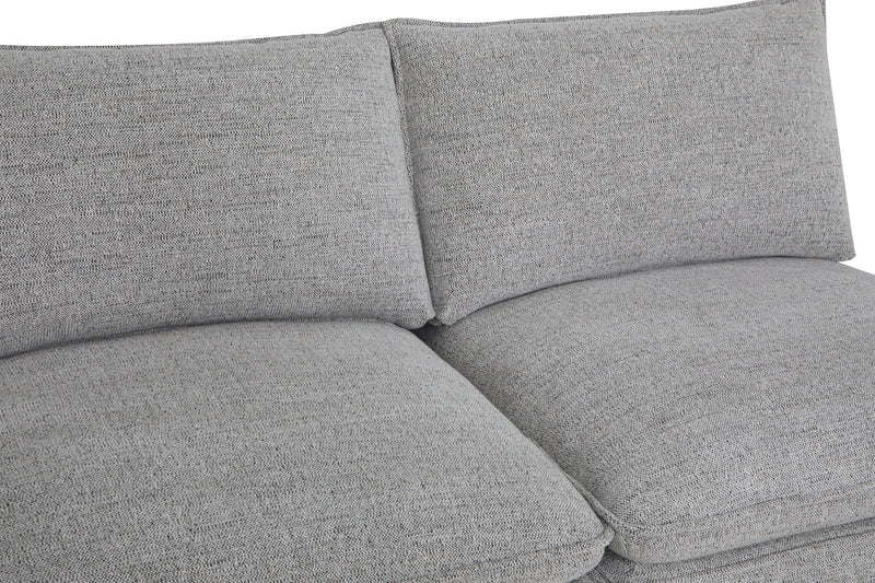 Fusion Modular 4-Piece Silver Grey Chenille Fabric Sectional with Feather Down Cushions and Ottoman