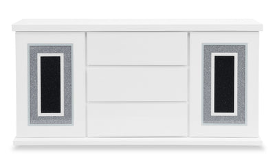 Garbo Dining Server with Storage, Glam,  64"W - White | Desserte de salle à manger somptueuse Garbo de 64 po (L) avec rangement - blanche