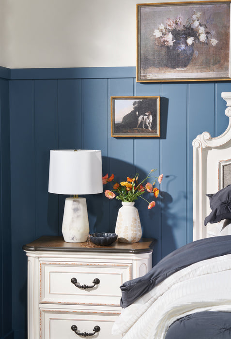 Grace Bedside 2-Drawer Nightstand with Built-in USB Ports, 28\"W x 28\"H - Antique White