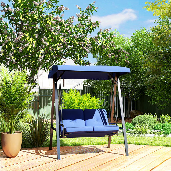 Outsunny 2 Seater Outdoor Swing Chair Porch Swing Bench With Canopy, Blue