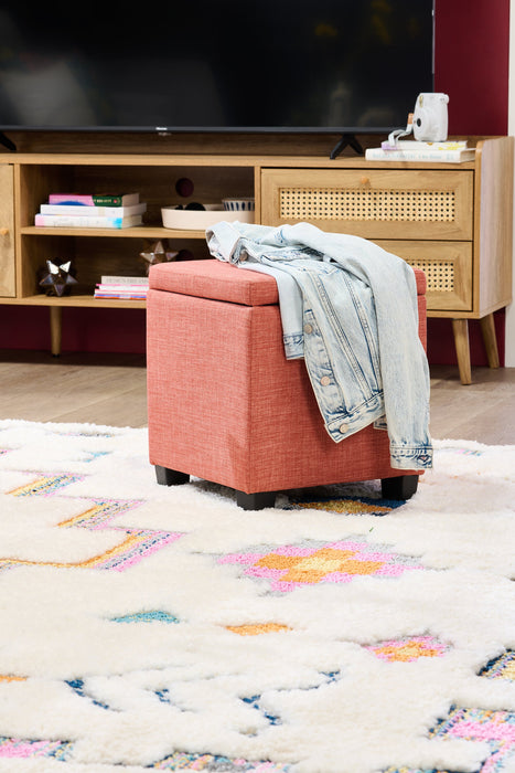 Halifax 14.75\" Square Fabric Storage Ottoman - Orange
