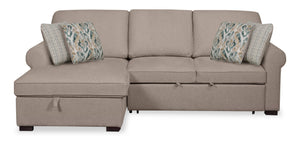 Haven 2-Piece Left-Facing Chenille Sleeper Sectional - Taupe