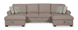 Haven 3-Piece Chenille Sleeper Sectional - Taupe