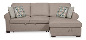 Haven 2-Piece Right-Facing Chenille Sleeper Sectional - Taupe