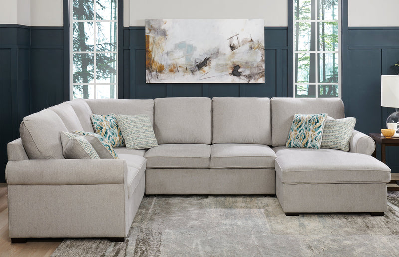 Scott Living Haven 3-Piece Right-Facing Chenille Fabric Sleeper Sectional with Storage Chaise - Grey