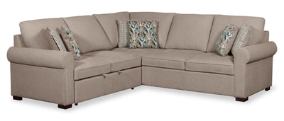 Scott Living Haven 2-Piece Left-Facing Chenille Fabric Sleeper Sectional - Taupe | Sofa-lit sectionnel de gauche Haven de Scott Living 2 pièces en tissu de chenille - taupe